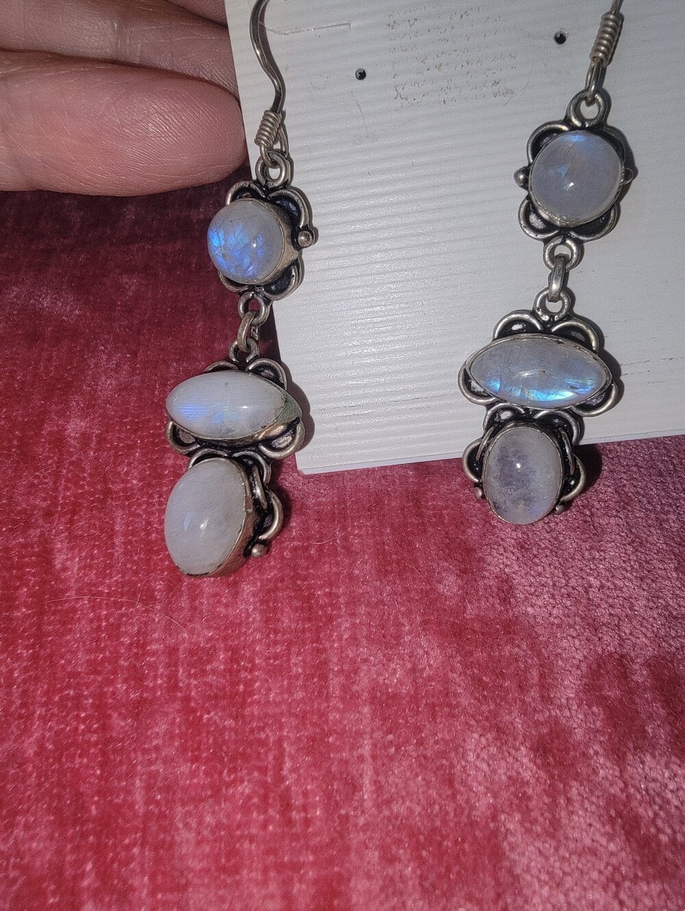 Moonstone Vintage 3 Tiered Earrings ππ - Picture 4 of 8